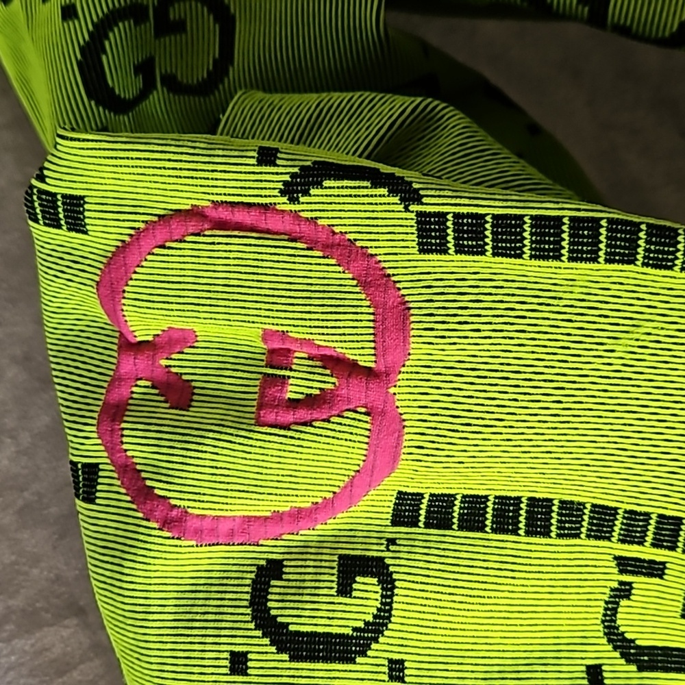 GUCCI Straight Leg Stretch Pant 2022 Collection Neon Green Dark Blue Pink Sz. M - Picture 4 of 7